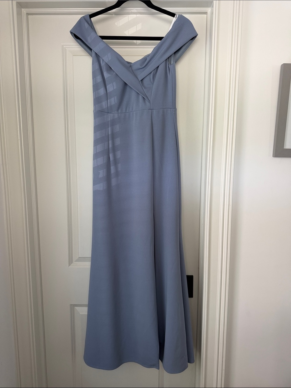 Lulu's Off the Shoulder Slate Blue Gown